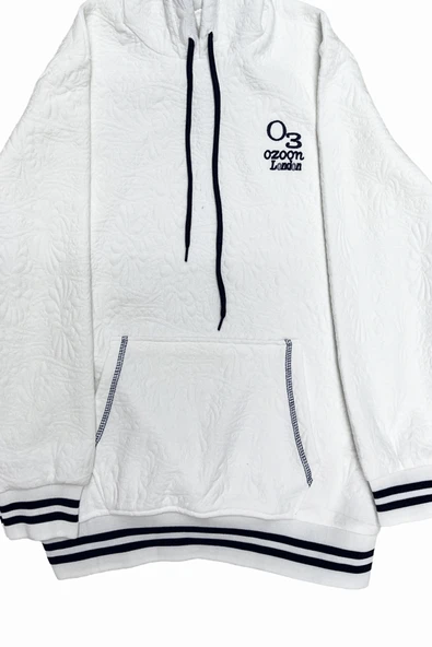 Erkek Çocuk 3 İplik Desenli Kapüşonlu Kanguru Cepli Sweatshirt 12332 - Resim 2