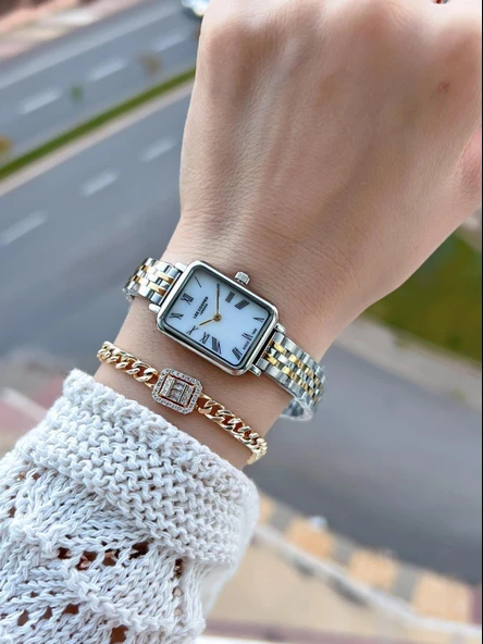 Lee Cooper Küçük Kasa Vintage Özel Tasarım 2 Yıl Garantili 3 Atm Kadın Kol Saati+Bileklik 08232.220 - Resim 2