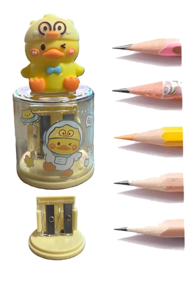 Mini Figürlü Sevimli 2 li Kalem Traş 2 Adet Hazneli Kalemtıraş Çift Bıçaklı Kalem Açacağı Figürlü No2 Jumbo ve Standart - 2