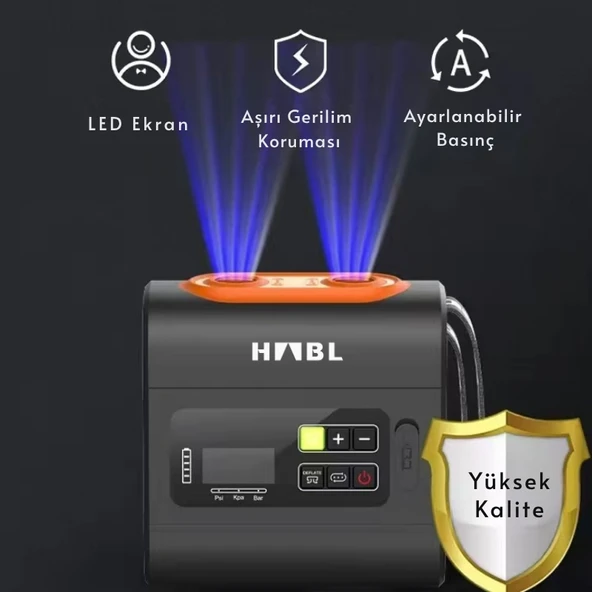 HABL Şarjlı Dijital Şişirme Pompası (Çadır/Paddle Board/Şişme Yatak vb) 22 Psi 1.5 Bar - Resim 4