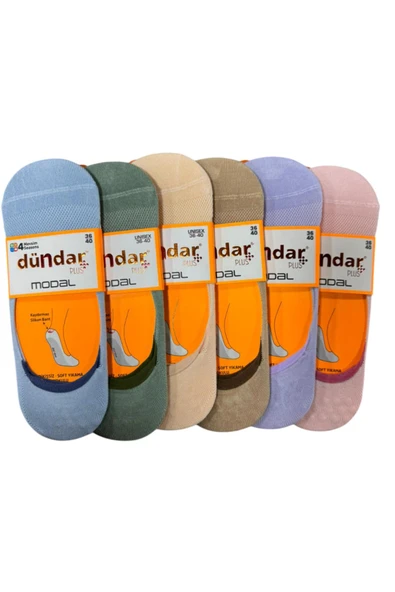 Dündar 6 Çift Modal Silikon Destekli Burun Dikişsiz Parfümlü Kadın Babet Çorap - Resim 3