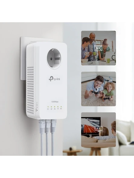 TP-Link TL-WPA8631P KIT  Powerline Adaptör  Priz Soketli AV1300 & AC1200 Mbps Hız  Dual Band Wi-Fi  Kolay Kurulum  3 Gigabit Port  MU-MIMO  Beamforming  Stabil Bağlantı Tak ve Çalıştır - Resim 8