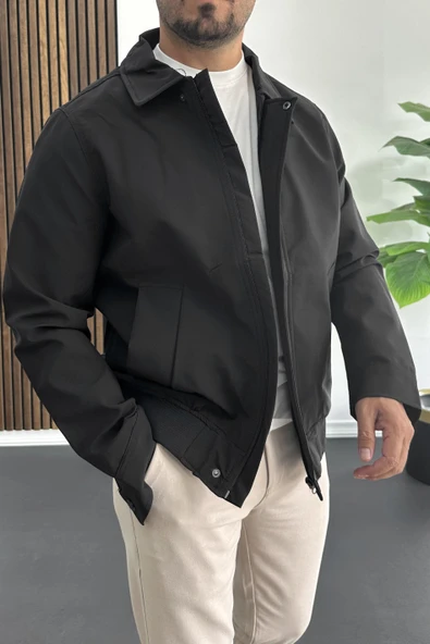 Erkek Normal Kalıp Mevsimlik Ceket Siyah Edw413 - Resim 2
