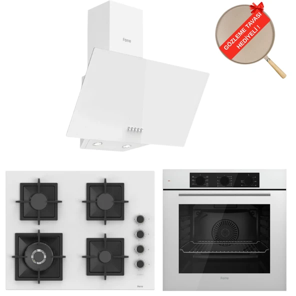 Ferre SilenArt  Yeni Seri Movio Beyaz  Ankastre Set  / WOK  ( D087 + SC406-WFA   + QBL62CB ) ürün görseli