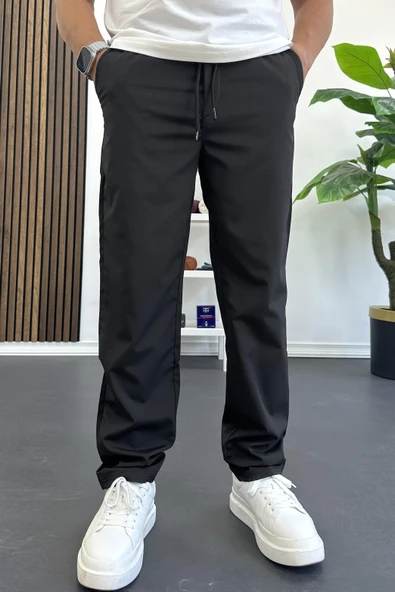 Erkek Beli Lastikli Jogger Pantolon Siyah Edw394 - Resim 2