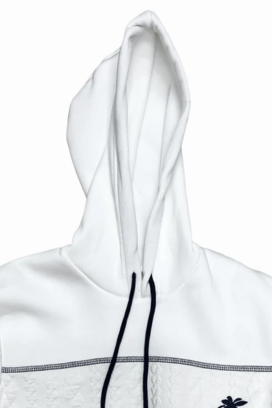 Erkek Çocuk 3 İplik Garni Örme Desenli Kapüşonlu Sweatshirt 12334 - Resim 4