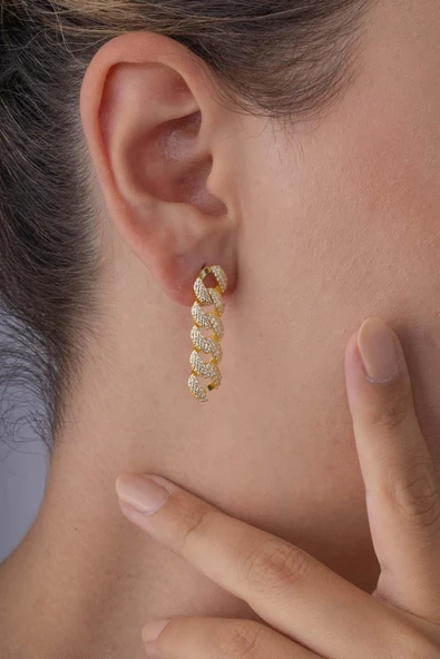 Gümüş Pazarım Altın Kaplama 925 Ayar Gümüş Gurmet Küpe - 3