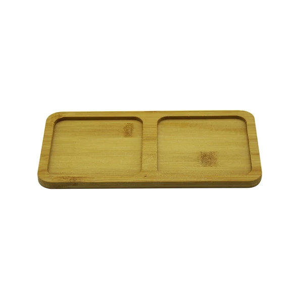 DİKDÖRTGEN - 2 BÖLMELİ - 10X19.5CM  AHŞAP BAMBU YAĞDANLIK ALTLIK (5284) ürün görseli