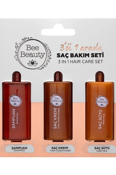 Bee Beauty 3'ü 1 Arada Seyahat Seti 3 x 10 ml (Şampuan + Saç Kremi + Saç Sütü)