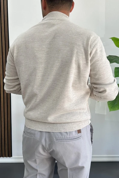 Erkek Yarım Balıkçı Normal Kalıp Kazak Krem Edw409 - 3