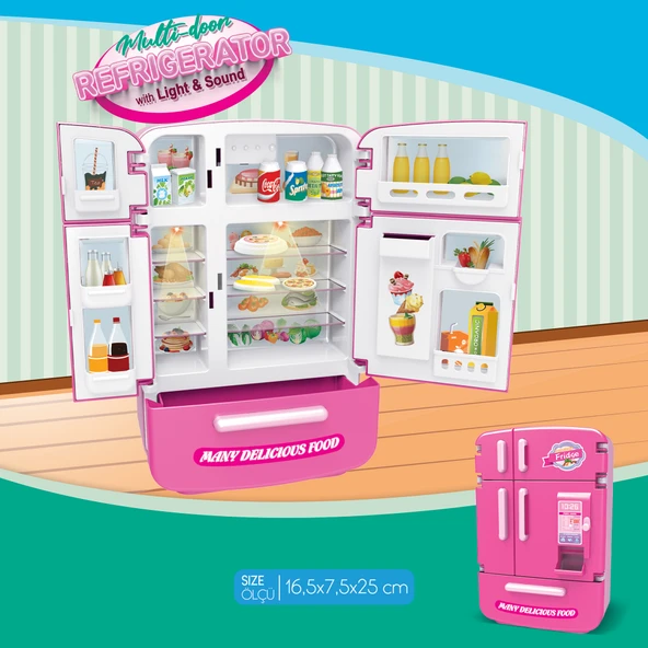 Ogi Mogi Toys Işıklı ve Sesli Çok Kapılı Buzdolabı Eğitici Rol Yapma Oyuncağı - Resim 2