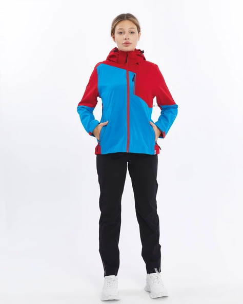 Mapamyumco Windbreaker Kadın Ceket-MAVİ-KIRMIZI - Resim 2