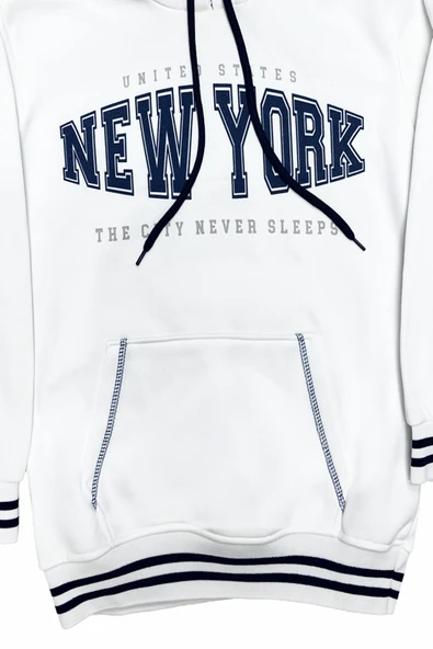 Kız Çocuk 3 İplik Kapüşonlu Kanguru Cepli Sweatshirt 12335 - Resim 2