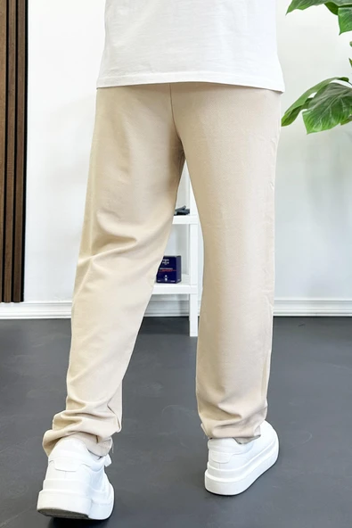 Erkek Rahat Kalıp Pileli Pantolon Krem Edw402 - Resim 4