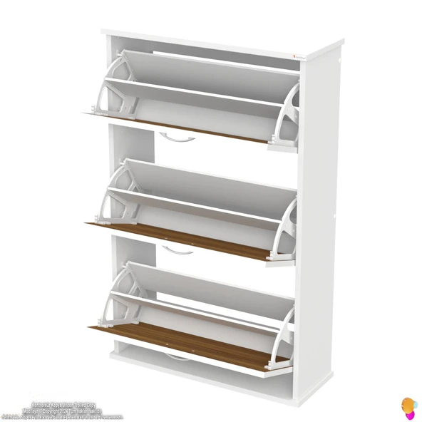 Modilayn VARBİ Asma Kapı Önü 72 x 115 x 25,5 cm’ lik 3 Düşer Kapak 6 Göz Raf Bölmeli Ayakkabılık - 14