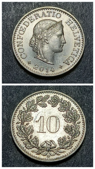 Escoines Koleksiyon 3996368ddae80769f8 2014 İsviçre 10 Rappen ÇA/ÇİL eski yabancı madeni para ürün görseli 1