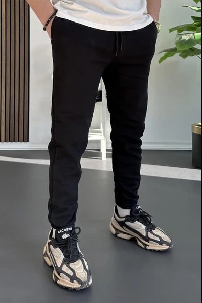 Erkek Fit Kesim Eşofman Altı Siyah Edw229 - Resim 3