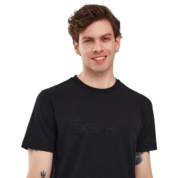 Graphic T-shirt M Short Sleeve Erkek Siyah Tshirt S241065-001 - 4