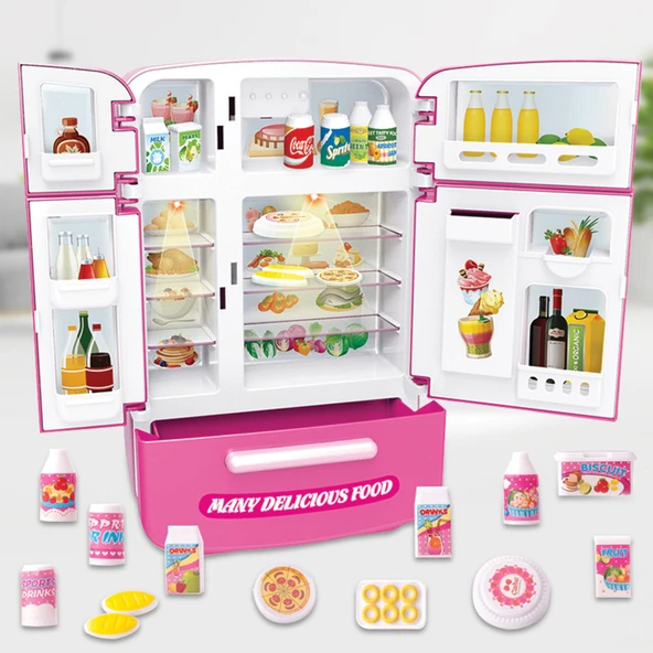 Ogi Mogi Toys Işıklı ve Sesli Çok Kapılı Buzdolabı Eğitici Rol Yapma Oyuncağı - Resim 3
