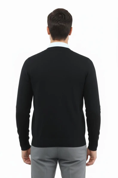 Erkek Düğmeli Hırka Cepli Çelik Örgü Klasik Kalıp 5212M BGL-ST04848 - Resim 6