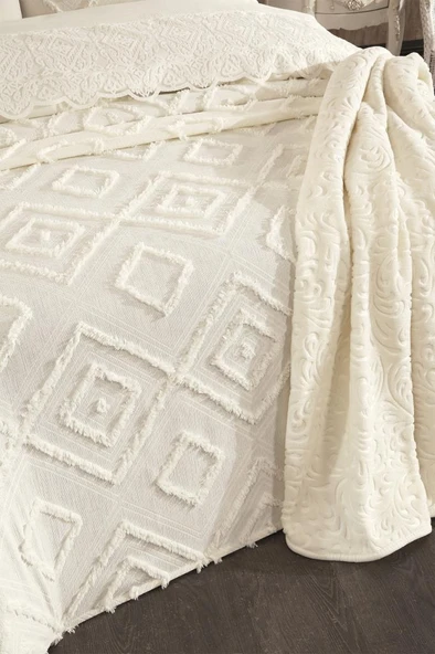 Çeyiz Diyarı Hürrem 10 Parça Battaniyeli Çeyiz Seti Krem - Resim 5