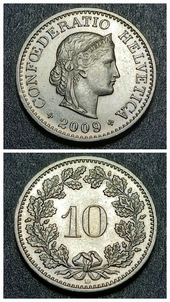 Escoines Koleksiyon 3996368ddae7e75a1c 2009 İsviçre 10 Rappen ÇİL eski yabancı madeni para ürün görseli 1