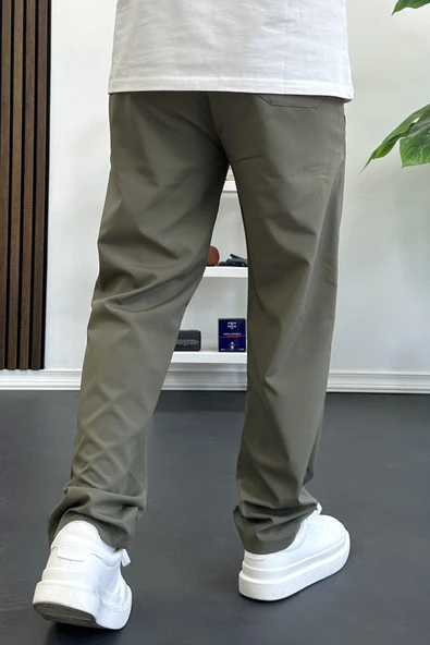 Erkek Beli Lastikli Jogger Pantolon Yeşil Edw394 - Resim 3