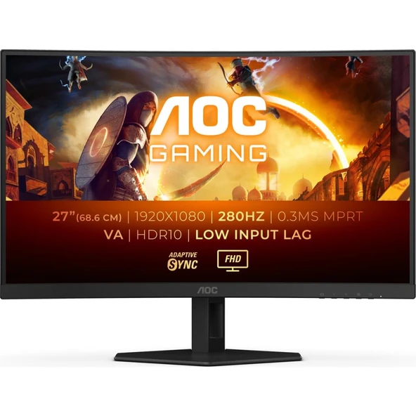 AOC C27G4ZXE 27" 0.3 ms Full HD Curved 280 Hz Oyuncu Monitörü Teşhir