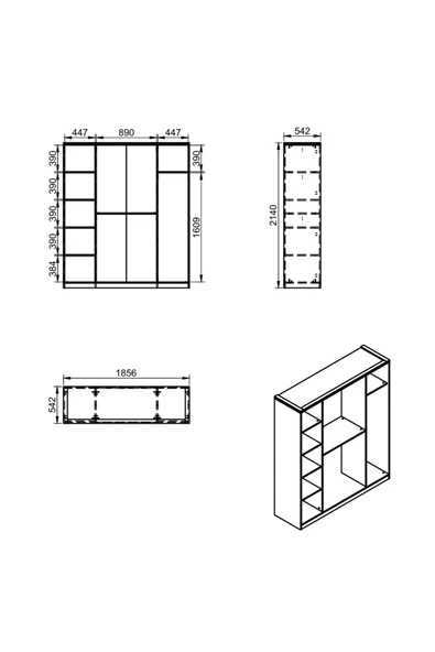 Gardırop, Megan 4 Kapaklı Dolap - Resim 5