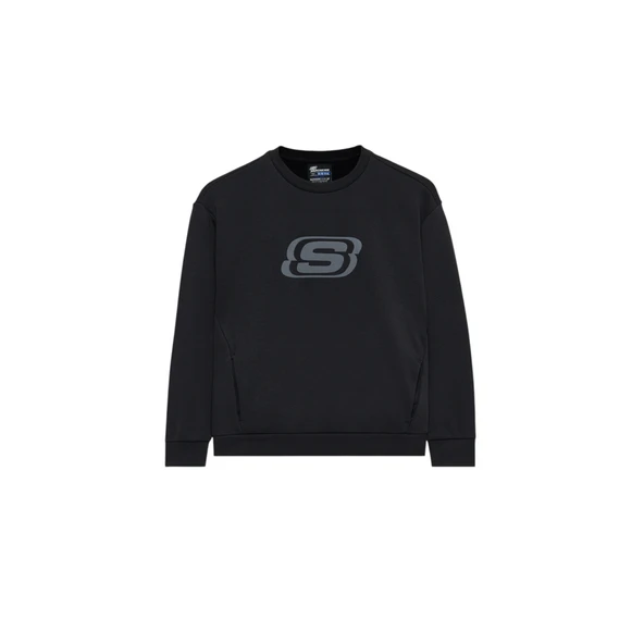 B Essential Crew Neck Sweatshirt Büyük Erkek Çocuk Siyah Sweatshirt Sk232065-001 - Resim 6