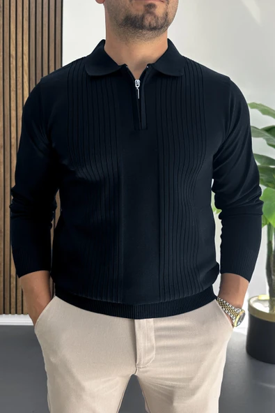 Erkek Çizgi Desenli Normal Kalıp Kazak Lacivert Edw422 ürün görseli