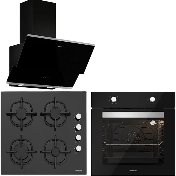 Silverline BO6501B01 - CS5343B01 - 3490 Oslo Siyah Ankastre Set - Resim 2