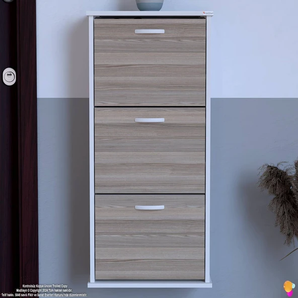 Modilayn VARBİ Asma Kapı Önü 52x 115x 26 cm’ lik 3 Düşer Kapak 6 Göz Bölmeli Ayakkabılık - Resim 4