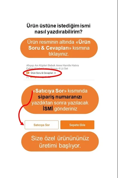 İsime Özel Ahşap Anne-Bebek Anı Küpü Ve Doğal Keçi Kılı Bebek Tarağı - 6
