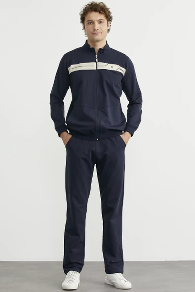 Fermuarlı Dik Yaka Eşofman Takım - Lacivert - Resim 5