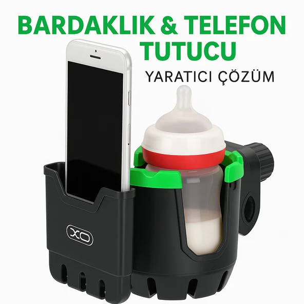 2’si 1 Arada Telefon ve Şişe Tutucu Bisiklet, Bebek Arabası, Scooter ve Tekerlekli Sandalyeler İçin