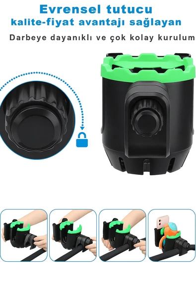 2’si 1 Arada Telefon ve Şişe Tutucu Bisiklet, Bebek Arabası, Scooter ve Tekerlekli Sandalyeler İçin - 2