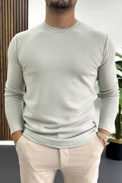 Erkek Oval Kesim Bisiklet Yaka Mevsimlik Sweatshirt Gri Edw421 ürün görseli