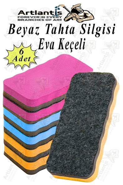 Yazı Tahta Silgisi Eva 6 Adet Beyaz Yazı Tahtası Silgisi Kaliteli Keçe Uçlu Eva Okul Sınıf Ofis Kuru Silgi