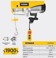 Rtrmax Rtm490 Elektrikli Vinç 1900w 600/1200 Kg - Resim 2