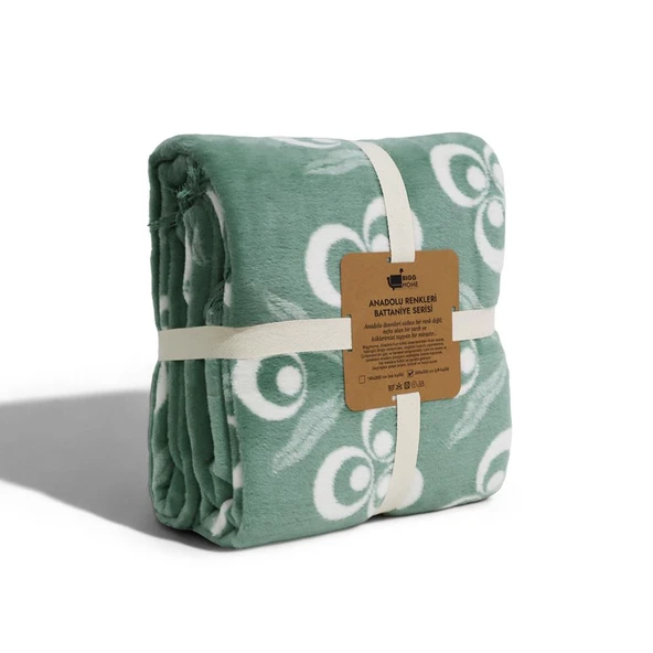 Bigghome Çintemani Yeşil Tek Kişilik Battaniye 150 x 200 cm - 2