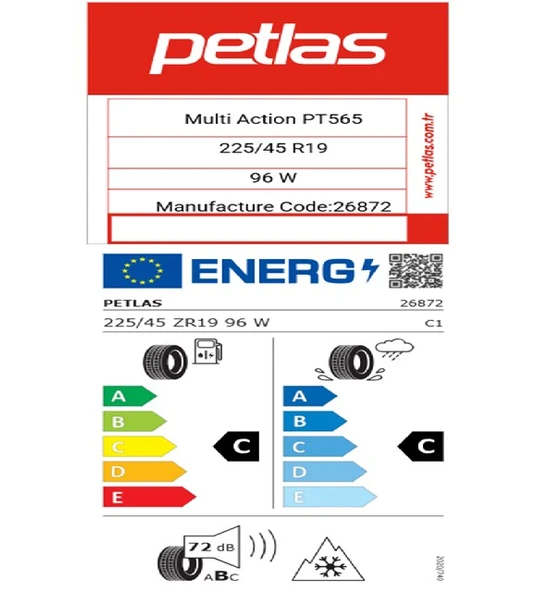 Petlas 225/45 R19 TL 96W REINF. MULTI ACTION PT565 Oto 4 Mevsim Lastiği (Üretim Tarihi:2025) - Resim 2