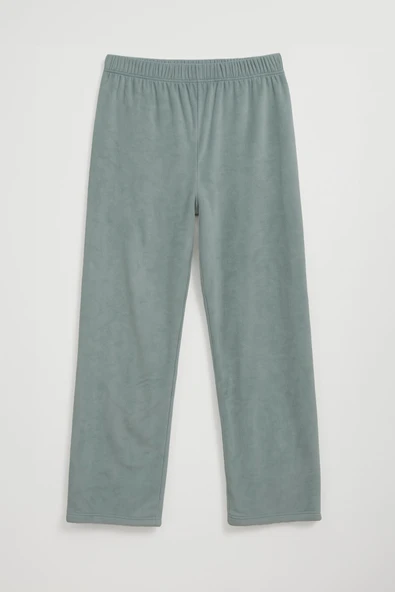 Kadın Yumuşak Kadife Dokulu Yeşil Pijama Takımı - Resim 3