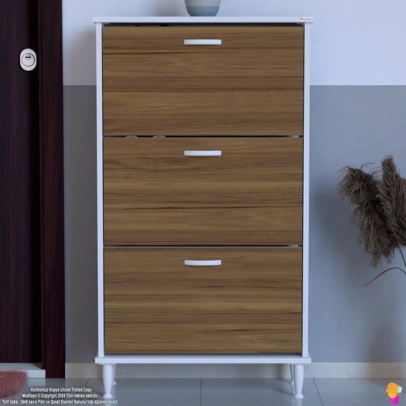 Modilayn VARBİ Kapı Önü 72 x 127 x 25, 5 cm’ lik 3 Düşer Kapak 6 Göz Bölmeli Ayakkabılık - 4