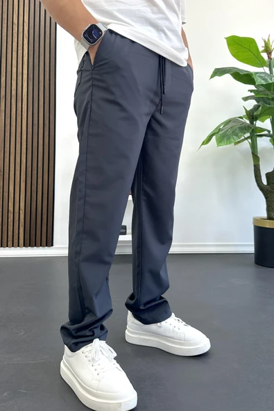 Erkek Beli Lastikli Jogger Pantolon Füme Edw394 - Resim 4