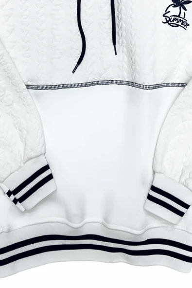 Kız Çocuk 3 İplik Kapüşonlu Desen Garni Detaylı Sweatshirt 12333 - Resim 3