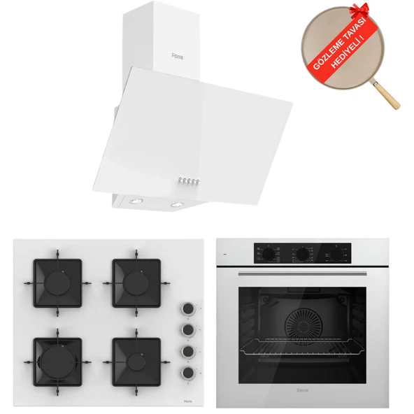 Ferre SilenArt  Yeni Seri Laria Beyaz  Ankastre Set ( D087 + SS206  + QBL62CB ) ürün görseli