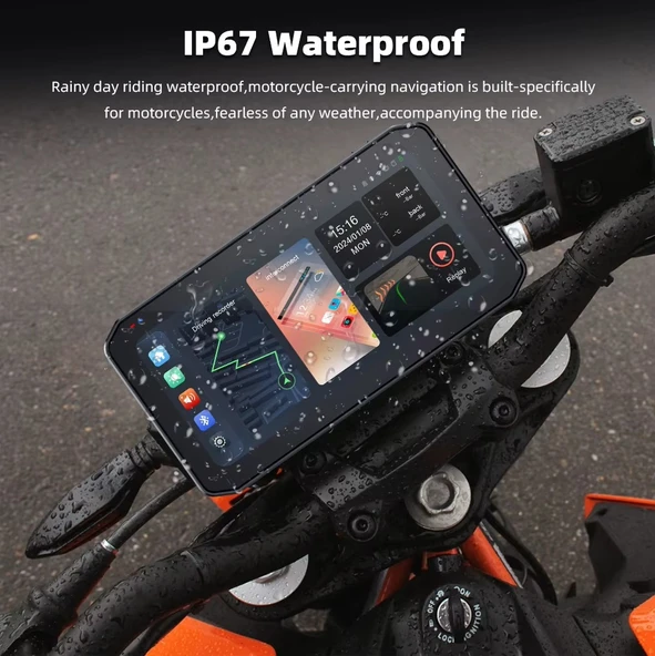 Motosiklet Ekran CarPlay Android Auto Ön ve Arka Kamera Kayıt Özellikli Lastik Sensörlü Multimedya - 4