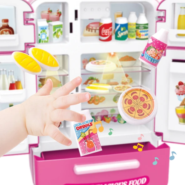 Ogi Mogi Toys Işıklı ve Sesli Çok Kapılı Buzdolabı Eğitici Rol Yapma Oyuncağı - Resim 6