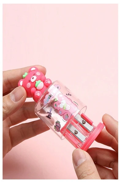 Mini Figürlü Sevimli 2 li Kalem Traş 2 Adet Hazneli Kalemtıraş Çift Bıçaklı Kalem Açacağı Figürlü NO1 Jumbo ve Standart - 5